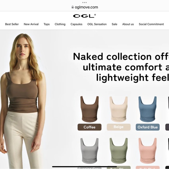 OGL MOVE - Eco-SkinKiss® Ruched Sides Square Brami Tank Top - Oxford Blue, M - Picture 8 of 10